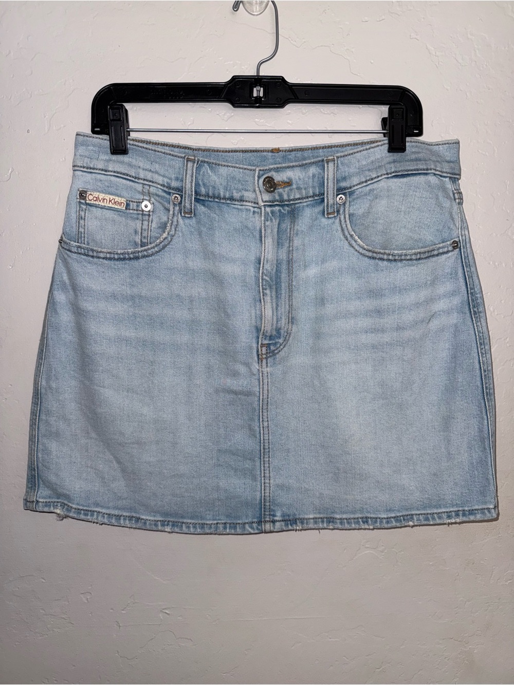 Calvin Klein Pale Blue Denim Jean A-Line Mini Skirt